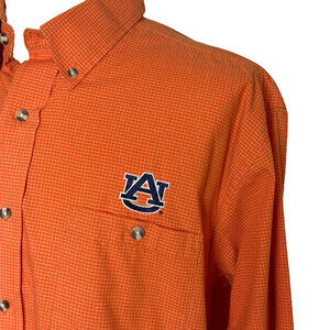 Auburn Tigers ANTIGUA Men's Long Sleeve Button Down Shirt, Sz L, Orange & White